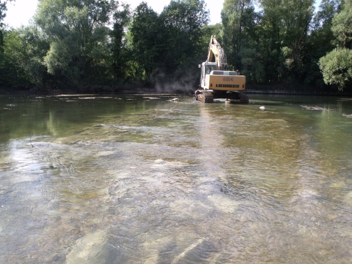 Evolution de la pelle sur les éléments concassés de l'ouvrage